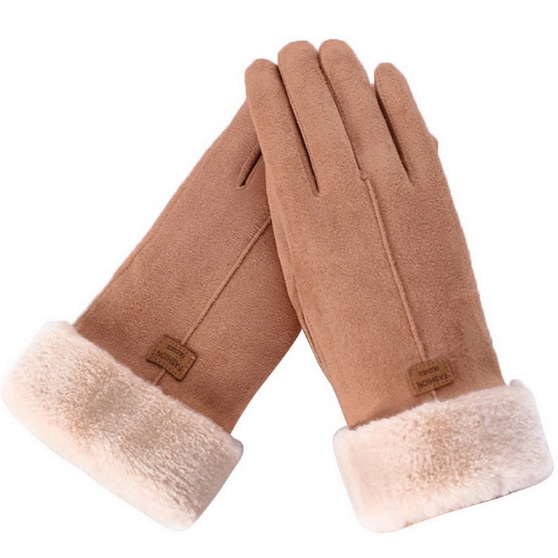Dames Handschoenen met Fleece Voering Bruin