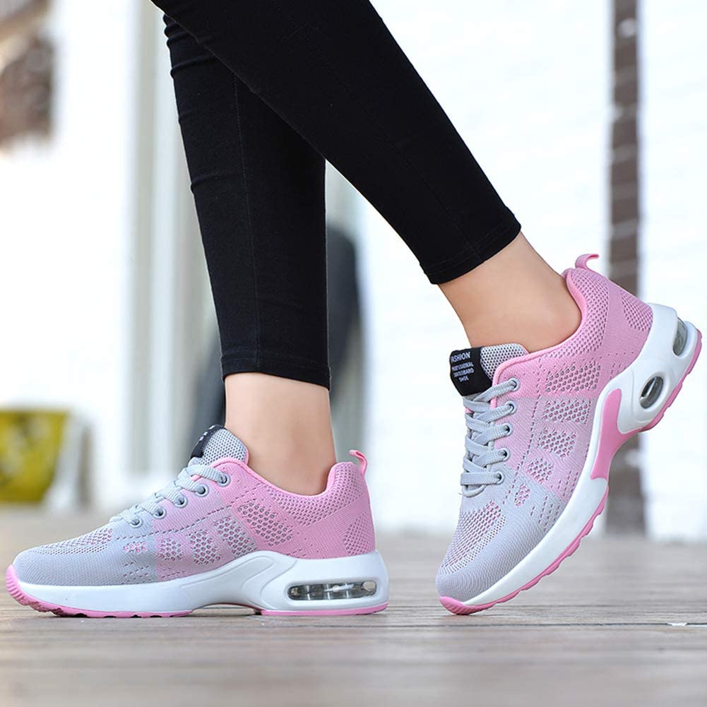 Dames Hardloopsneakers met Luchtkussendemping Roze Grijs