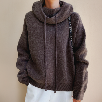 Dames Hoodie Zachte Kraag Comfortabele Pasvorm Bruin
