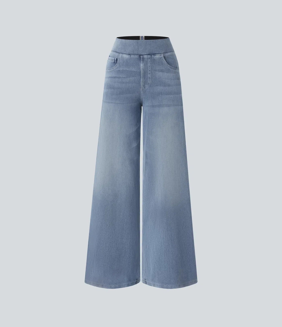 Dames Jeans Wide Leg met Hoge Taille en Elastische Band
