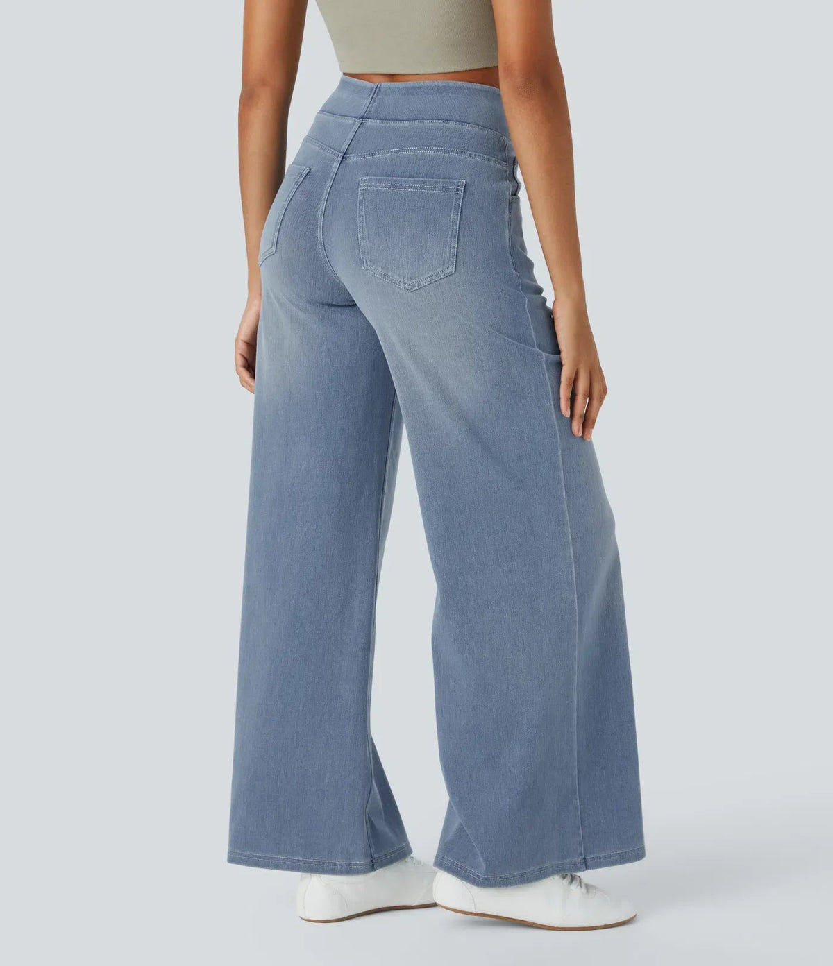 Dames Jeans Wide Leg met Hoge Taille en Elastische Band