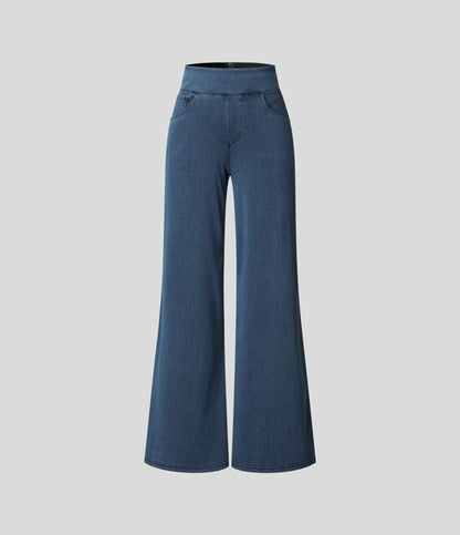 Dames Jeans Wide Leg met Hoge Taille en Elastische Band