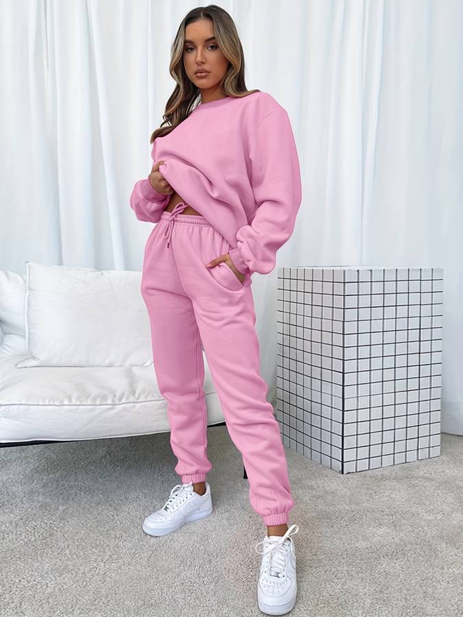 Dames Joggingpak Casual met Comfortabele Pasvorm Roze