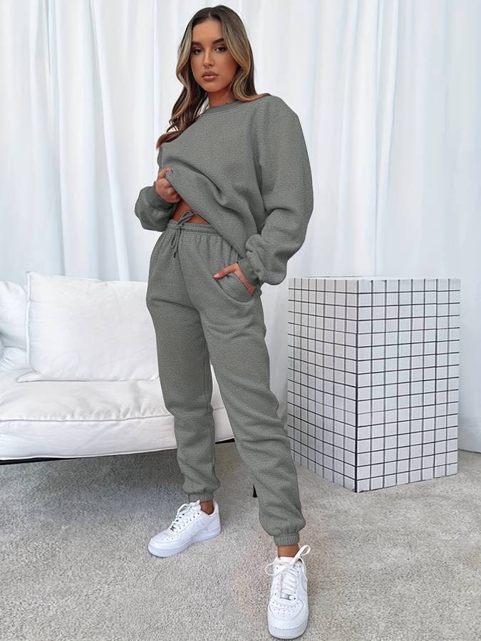 Dames Joggingpak Casual met Comfortabele Pasvorm Grijs