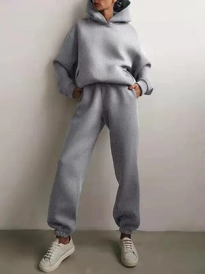 Dames Joggingpak met Hoodie en Joggingbroek Winter Grijs