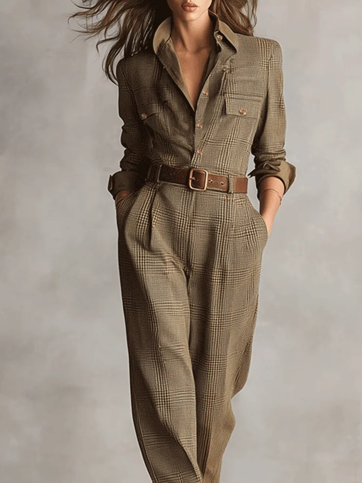 Dames Jumpsuit met Knopen, Kraag en Steekzakken