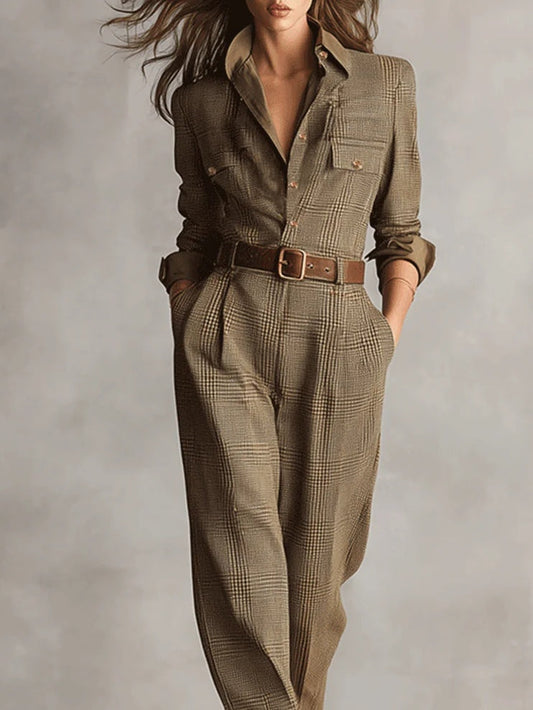 Dames Jumpsuit met Knopen, Kraag en Steekzakken