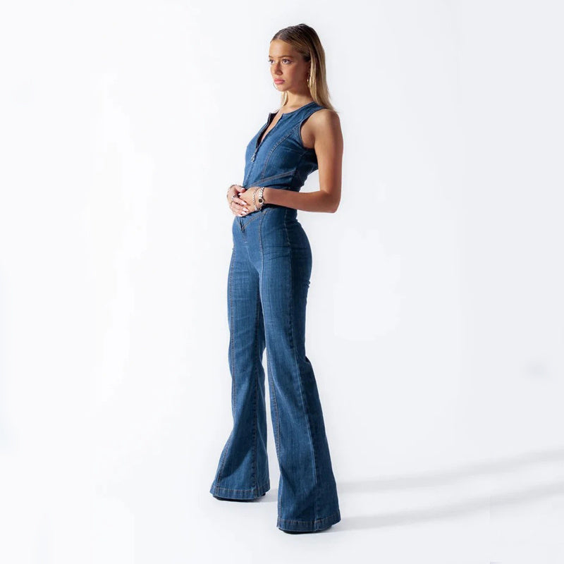 Dames Jumpsuit met Open Rug zonder Mouwen