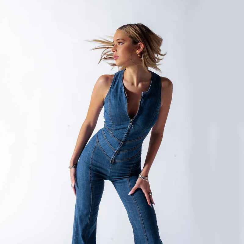 Dames Jumpsuit met Open Rug zonder Mouwen