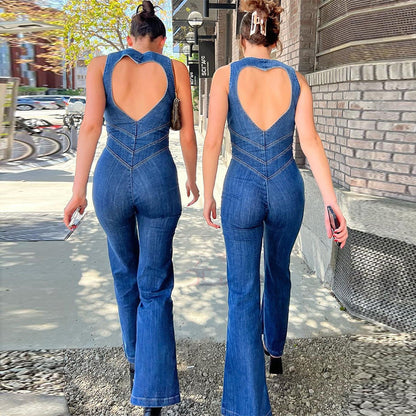 Dames Jumpsuit met Open Rug zonder Mouwen