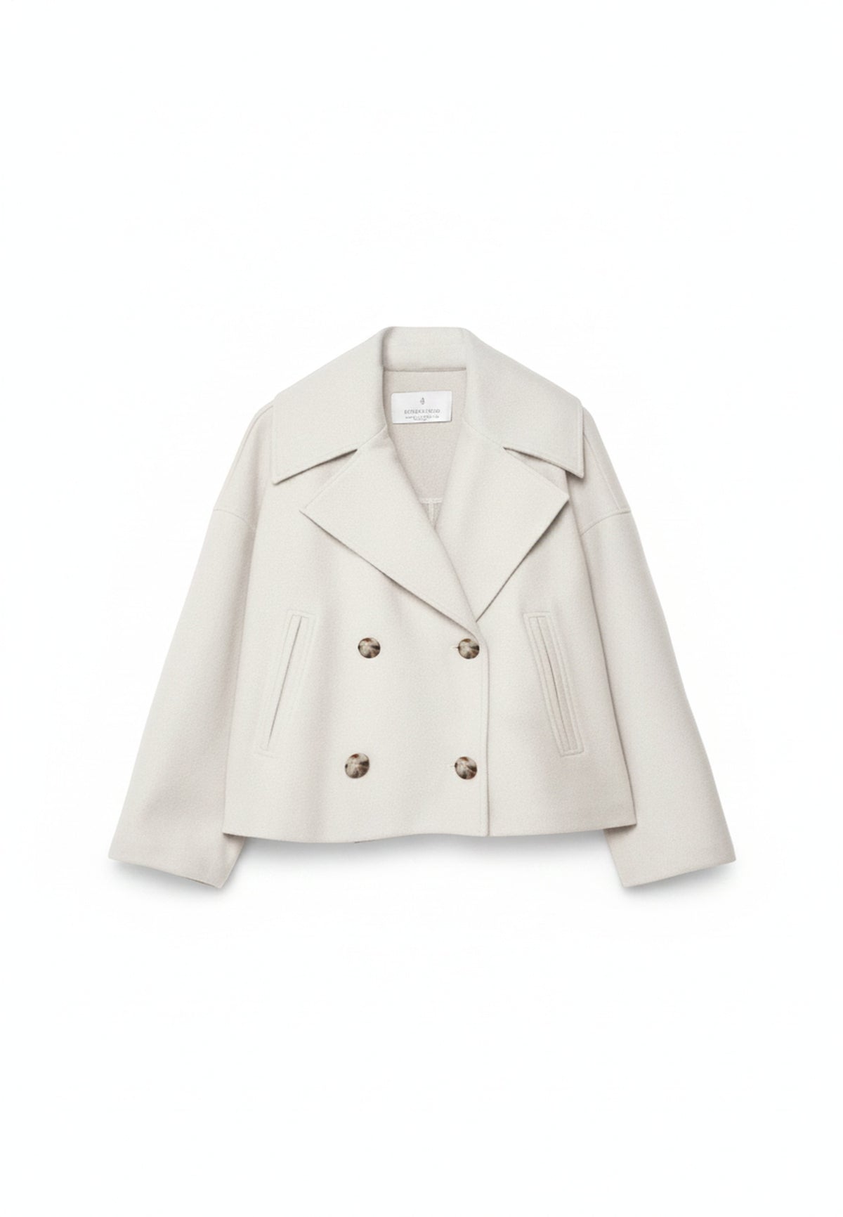 Dames Korte Oversized Jas met Dubbele Knopenrij en Reverskraag