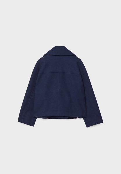 Dames Korte Oversized Jas met Dubbele Knopenrij en Reverskraag