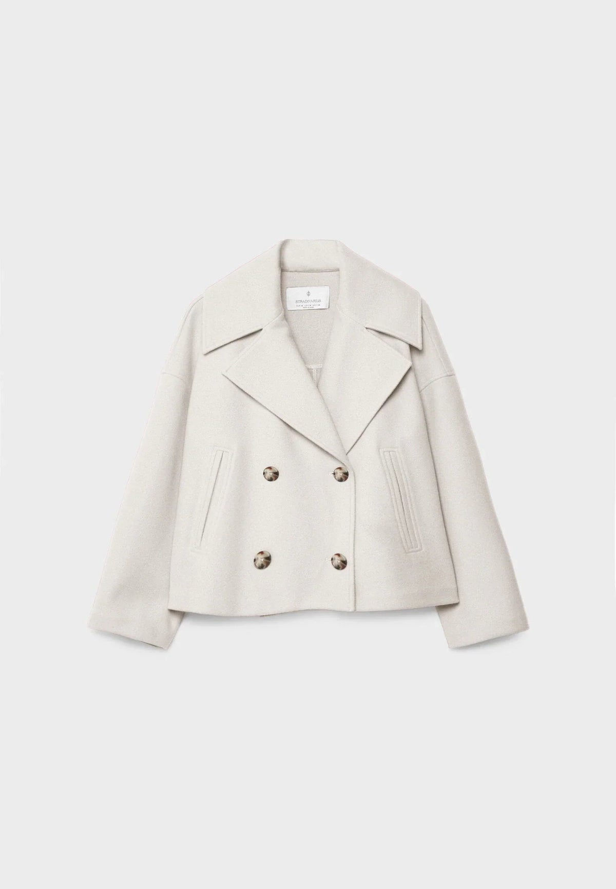 Dames Korte Oversized Jas met Dubbele Knopenrij en Reverskraag