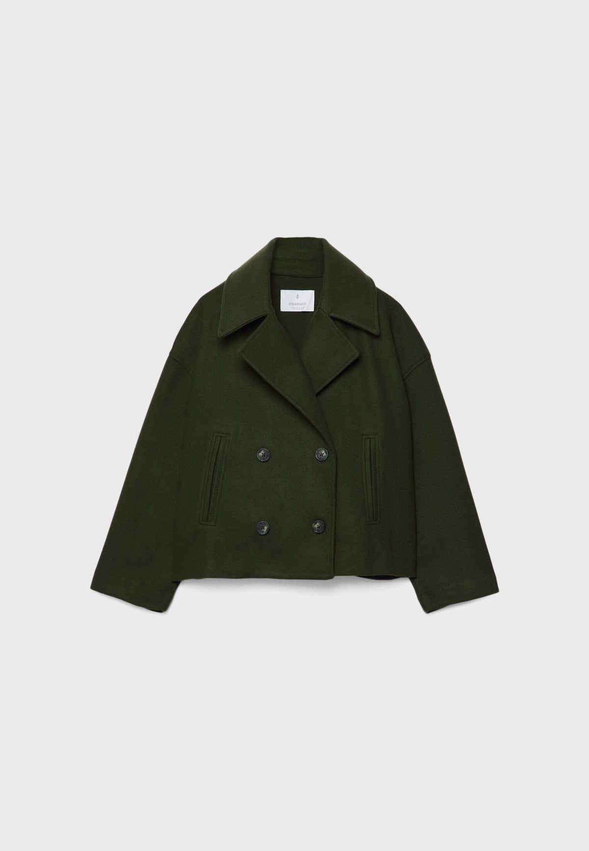 Dames Korte Oversized Jas met Dubbele Knopenrij en Reverskraag