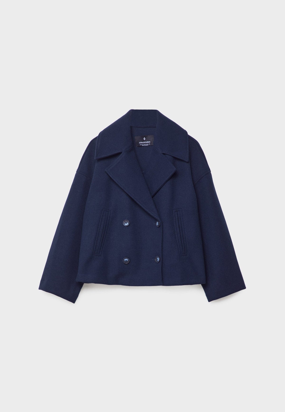 Dames Korte Oversized Jas met Dubbele Knopenrij en Reverskraag