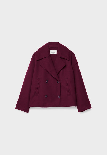Dames Korte Oversized Jas met Dubbele Knopenrij en Reverskraag