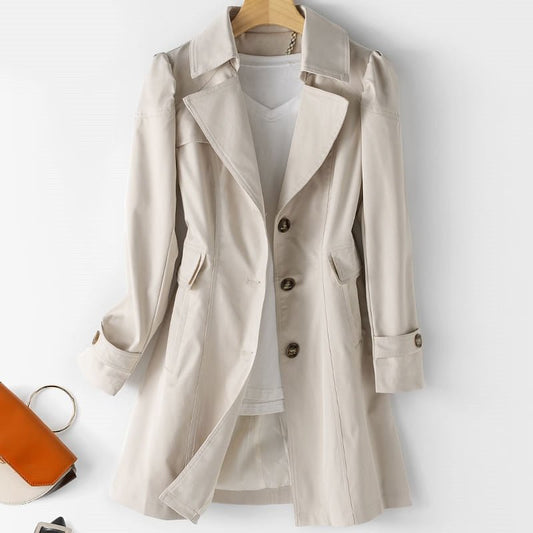 Dames Korte Trenchcoat Tussenjas met Tijdloos Ontwerp Beige