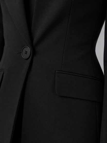 Dames Kostuum Getailleerde Blazer met Staande Kraag en Wijde Broek