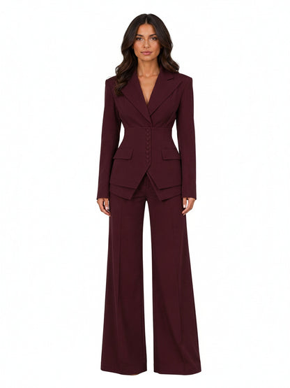 Dames Kostuum Tweetelig met Tailleerde Blazer en Palazzo Broek