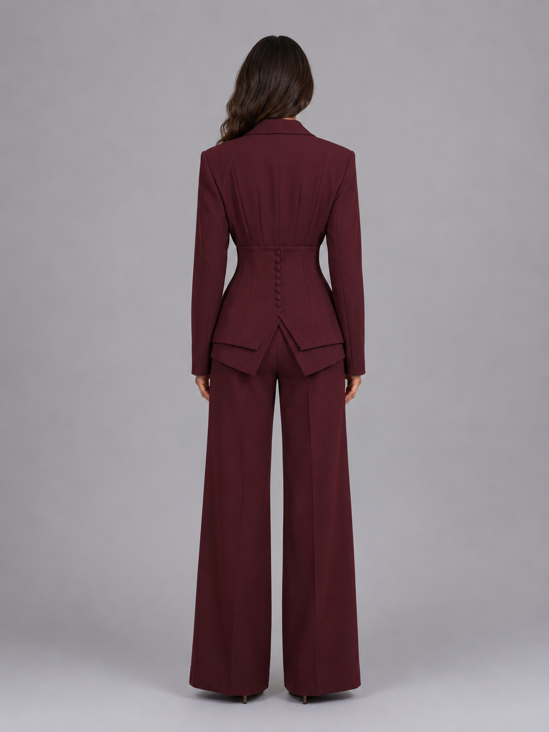 Dames Kostuum Tweetelig met Tailleerde Blazer en Palazzo Broek
