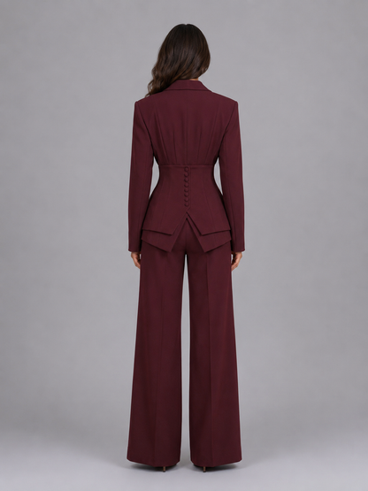 Dames Kostuum Tweetelig met Tailleerde Blazer en Palazzo Broek