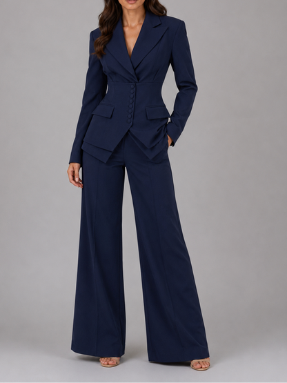 Dames Kostuum Tweetelig met Tailleerde Blazer en Palazzo Broek