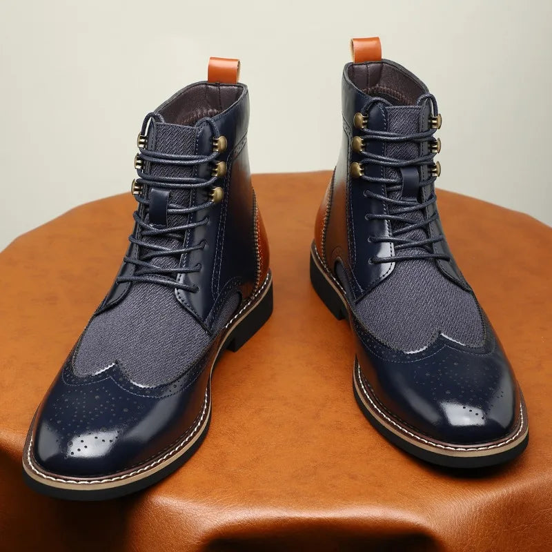 Dames Laarzen met Brogue-Details, Vetersluiting en Lage Hak