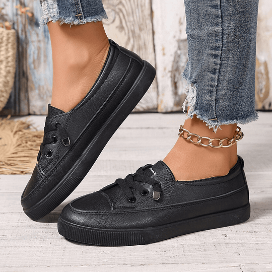 Dames Lage Schoenen met Gevoerde Binnenzool Zwart