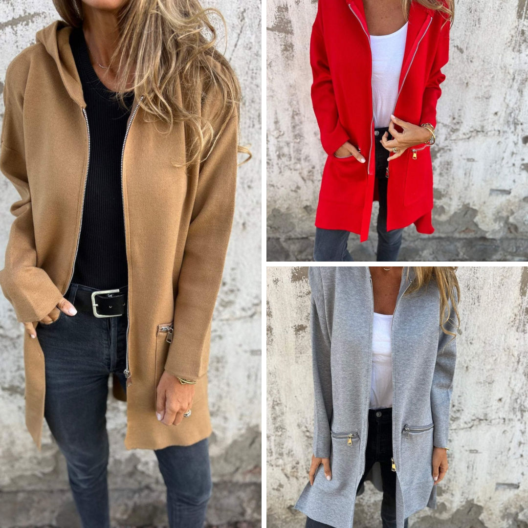 Dames Lang Vest met Capuchon en Open Voorzijde voor Casual Look