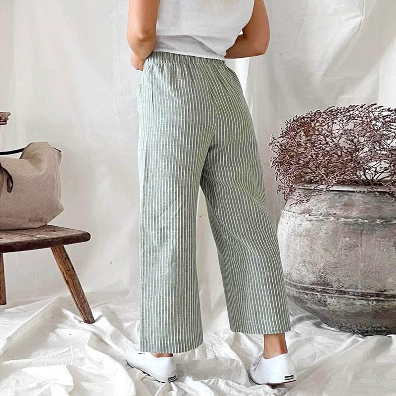 Dames Linnen Broek met Grote Broekzakken