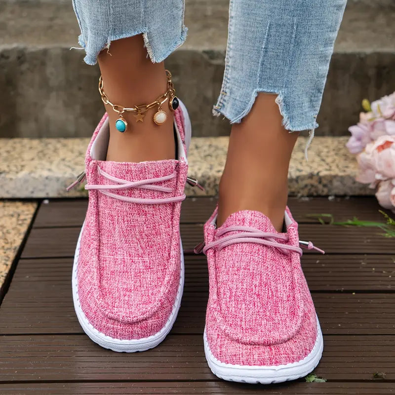Dames Loafers met Vetersluiting en Witte Zool Roze
