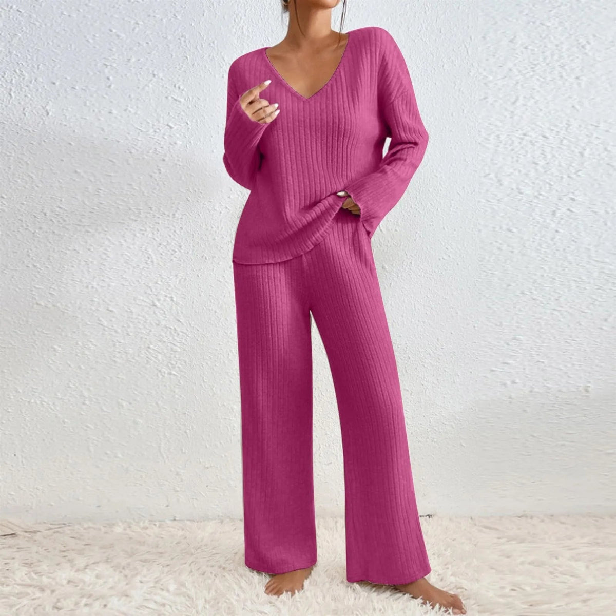Dames Loungewear Set met Modern Ontwerp en Ademend Comfort Roze