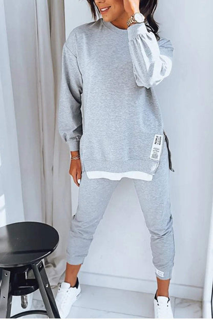 Dames Loungewear Set met Sweatshirt en Broek in Relaxed Pasvorm Grijs