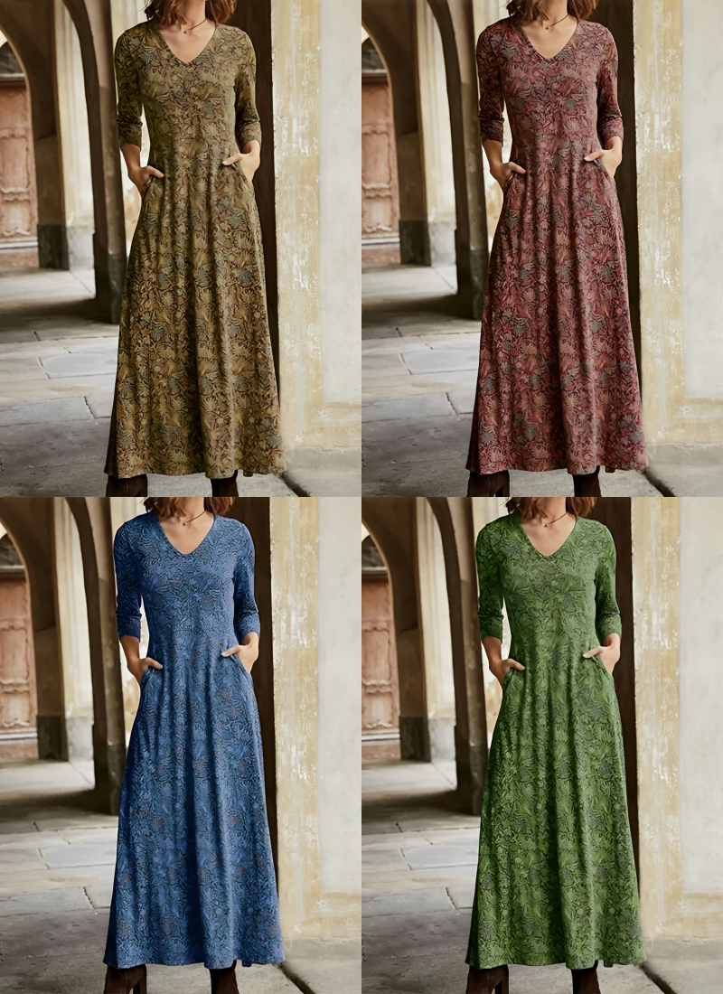 Dames Maxi-jurk Lange Mouw met Bloemenpatroon voor Feestelijke Gelegenheden
