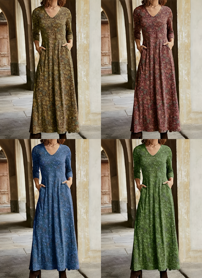 Dames Maxi-jurk Lange Mouw met Bloemenpatroon voor Feestelijke Gelegenheden