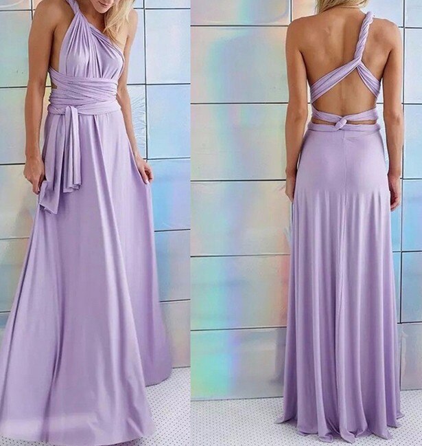 Dames Maxi Jurk Mouwloos met V-hals en Verstelbare Bandjes Violet