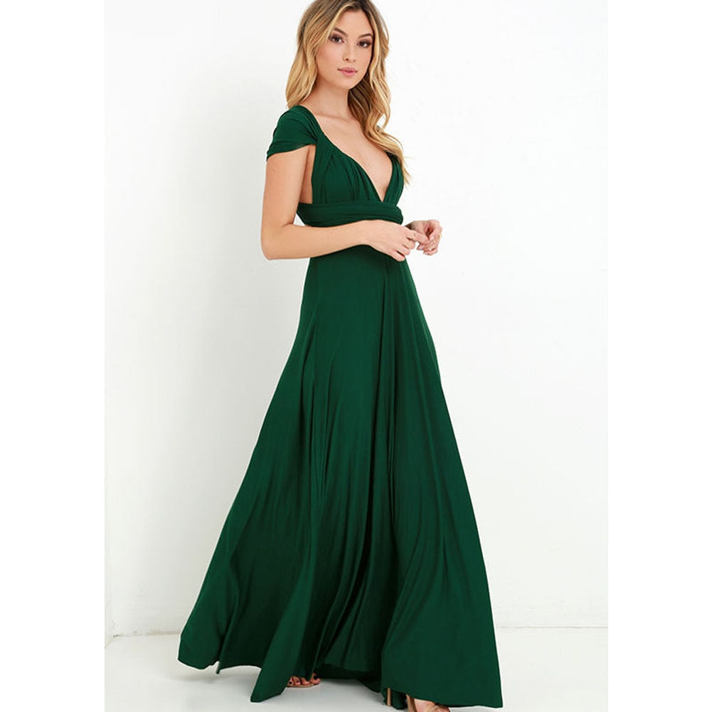 Dames Maxi Jurk Mouwloos met V-hals en Verstelbare Bandjes Groen