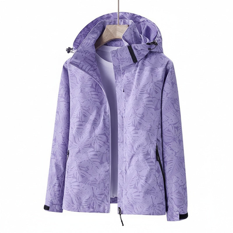 Dames Outdoor Jacket met Capuchon en Bladprint