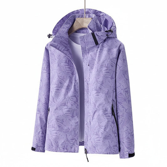 Dames Outdoor Jacket met Capuchon en Bladprint