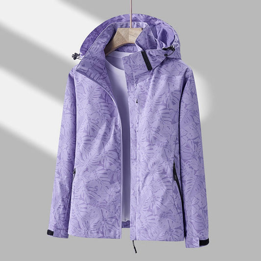 Dames Outdoor Jacket met Capuchon en Bladprint