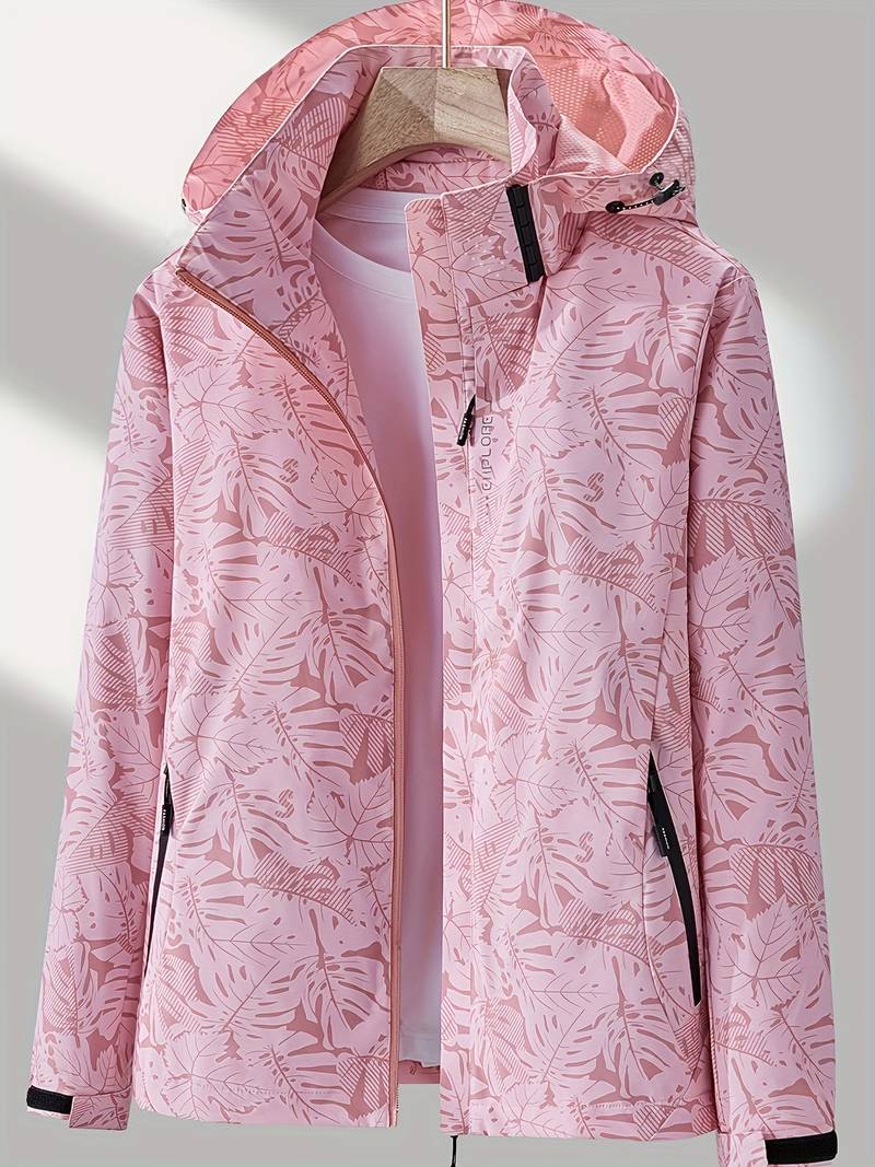 Dames Outdoor Jacket met Capuchon en Bladprint