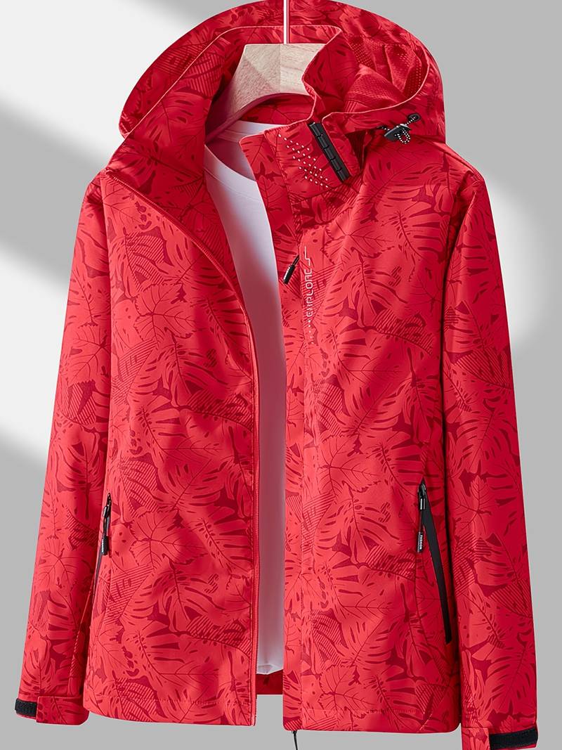 Dames Outdoor Jacket met Capuchon en Bladprint