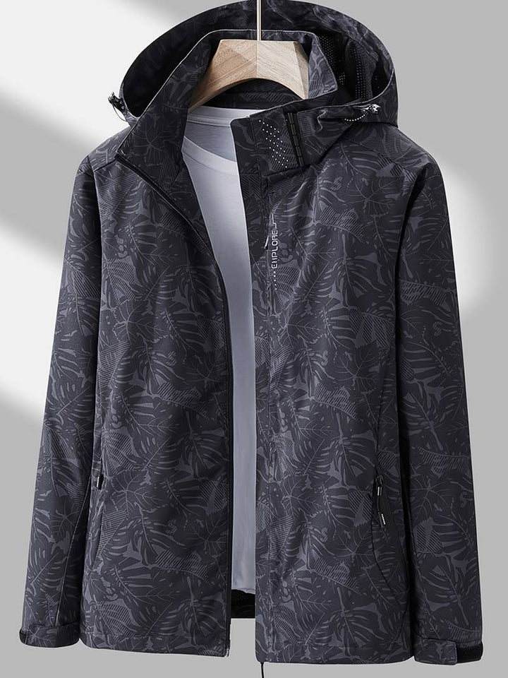 Dames Outdoor Jacket met Capuchon en Bladprint
