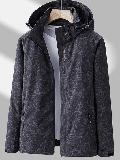 Dames Outdoor Jacket met Capuchon en Bladprint