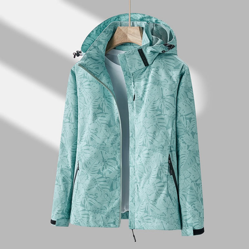 Dames Outdoor Jacket met Capuchon en Bladprint