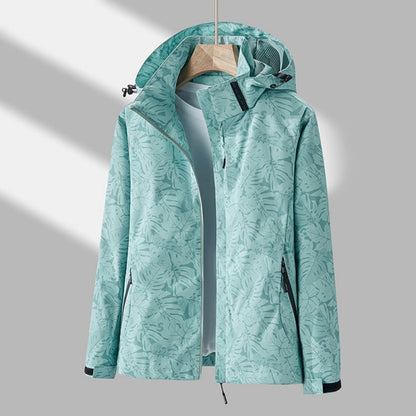 Dames Outdoor Jacket met Capuchon en Bladprint