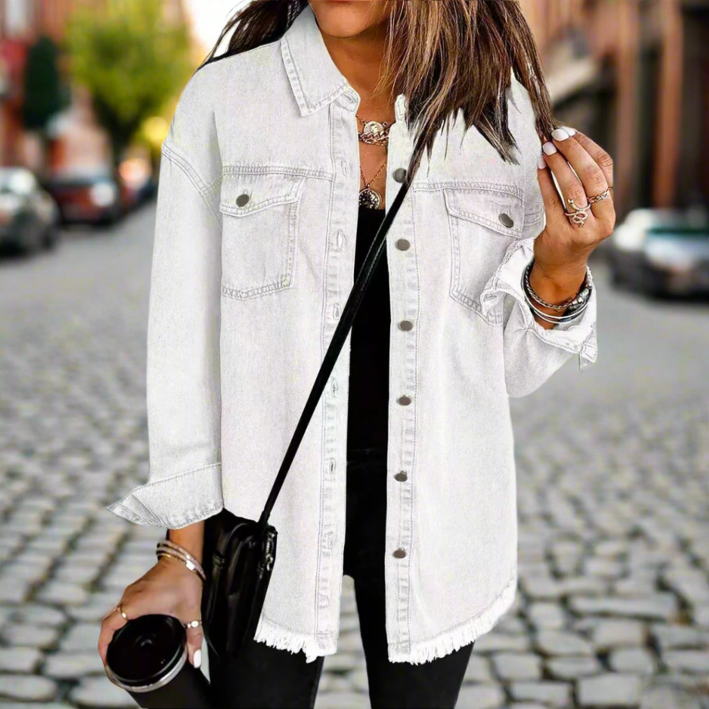 Dames Oversized Denim Overhemd Jack Wit