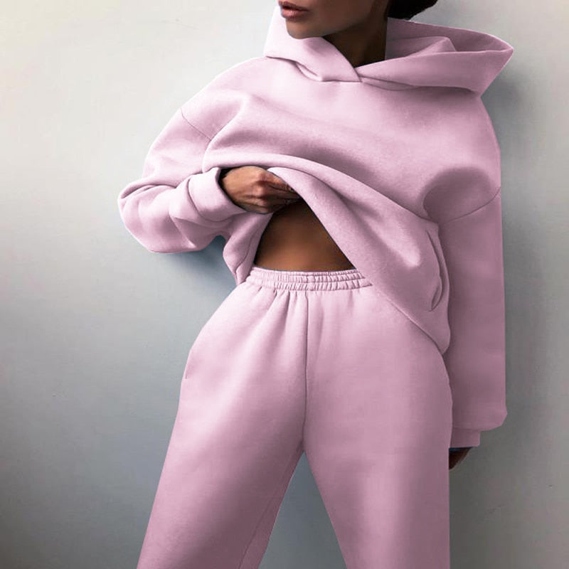 Dames Oversized Jogging Set voor Casual en Lounge Gebruik Roze