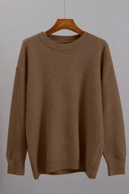 Dames Oversized Sweater met Ronde Hals en Ribgebreide Manchetten