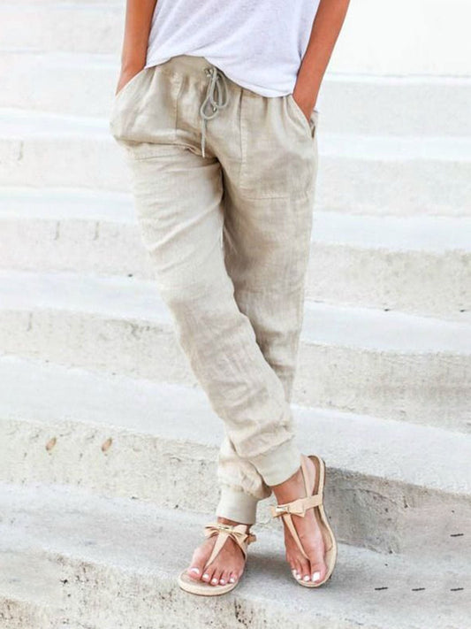 Dames Pantalon met Trekkoord Beige